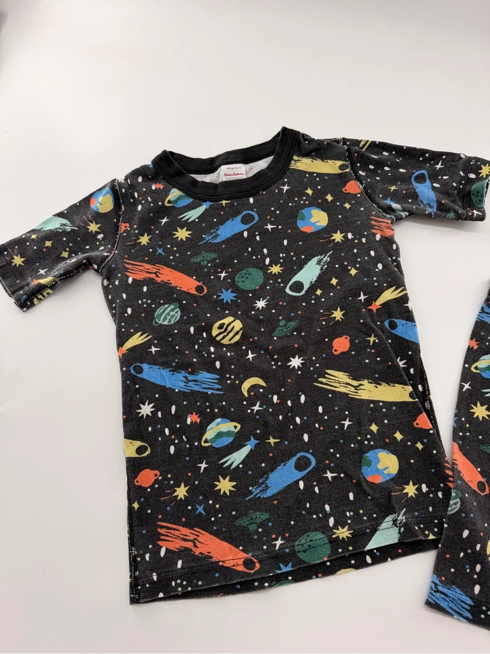 Hanna Andersson Black Long John Short Sleeve Shorts Set 3pc Black Interstellar